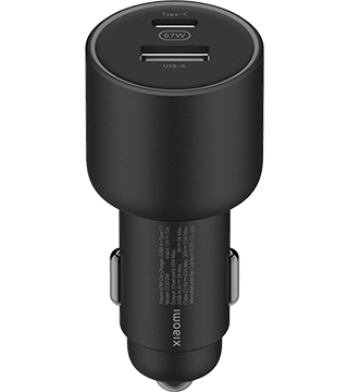 carregador isqueiro xiaomi 67w dual port preto costas  