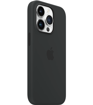 capa silicone iphone 14 pro com magsafe meia noite perfil  