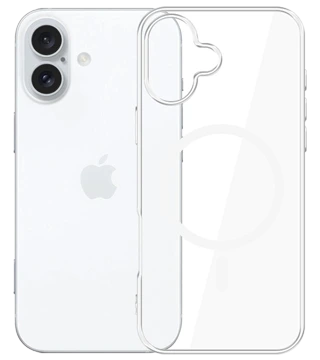 capa silicone magsafe iphone 16 plus 3mk transparente frente  .