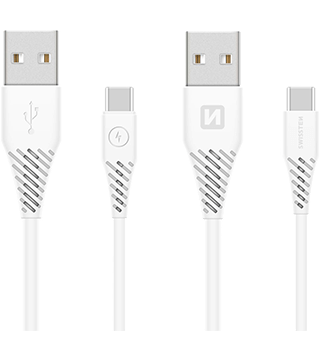 cabo swissten USB A to USB C 3A 1 5M branco pormenores  