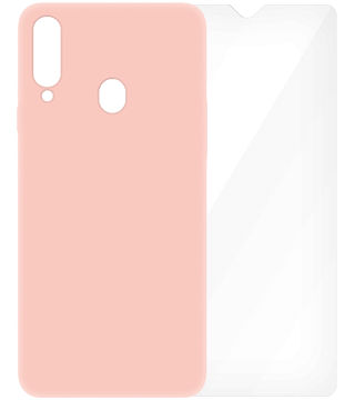 capa silicone vidro protetor samsung galaxy a20s rosa  