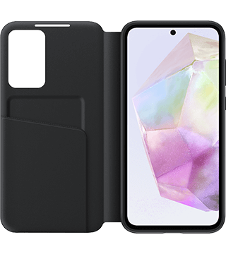 capa smart view wallet a35 preto aberto  