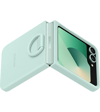 capa silicone com anel samsung galaxy flip6 verde menta costas  