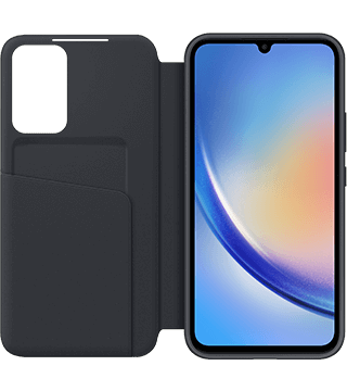 capa smart view wallet samsung galaxy a34 preto aberto  