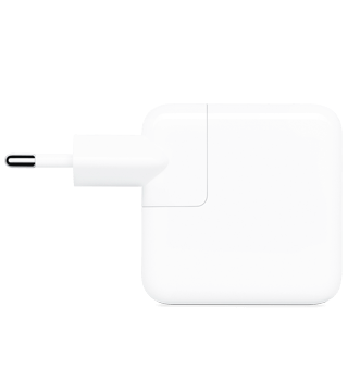 adaptador corrente apple usb c 30w branco lado  