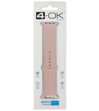 bracelete silicone 4 ok apple watch 44 45mm rosa caixa  
