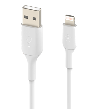 cabo carregamento belkin usb a lightning 1m branco frente  