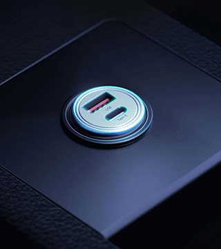 carregador isqueiro 3mk hyper car charger 45w dp prata pormenor  