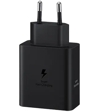 carregador samsung duo 50w cabo usb c preto frente  .
