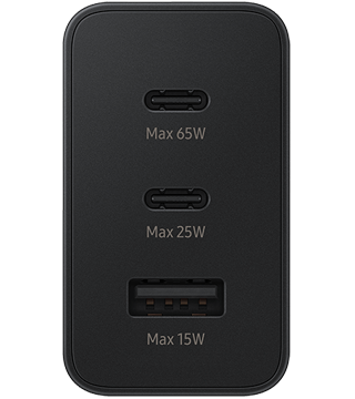 carregador samsung fast charger trio 65w preto pormenor  