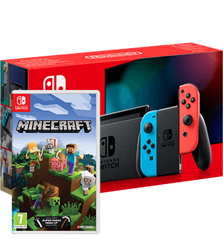 nintendo switch azul vermelho neon embalagem jogo nintendo minecraft caixa  