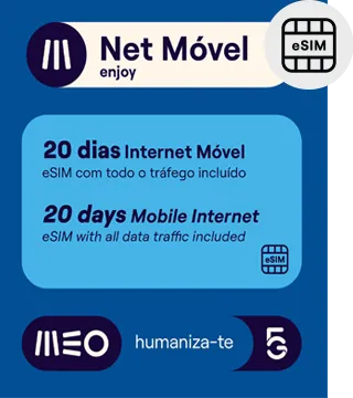 Cartão eSIM Enjoy Todo o Tráfego Incluído 20 dias Cartão eSIM Enjoy Todo o Tráfego Incluído 15 dias
