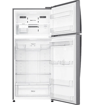 frigorifico combinado lg GTF916PZPED prateado frente aberto  