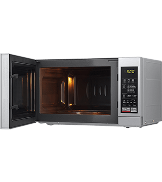 microondas lg mh6044v prata perfil aberto  