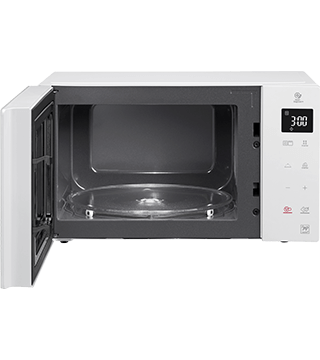 microondas lg mh6535gdh branco frente aberto  