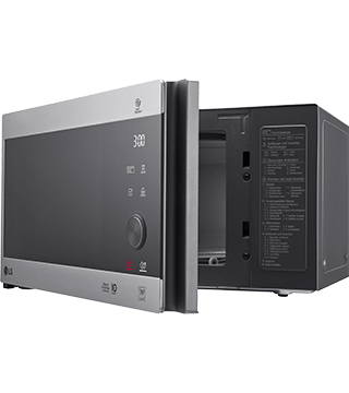 microondas lg mh6565cps prata perfil aberto  