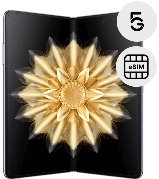 honor magic v2 5g esim purple front ajar