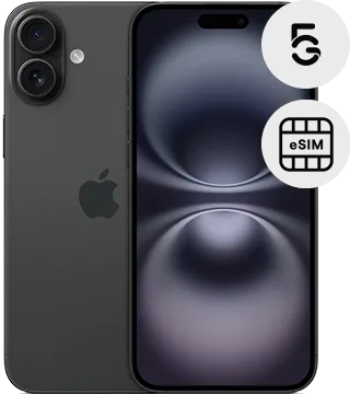 apple iphone 16 plus preto frente costas 5g esim  .