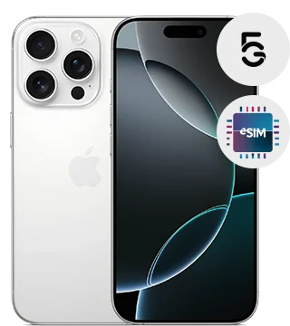 apple iphone 16 pro titanio branco frente costas 5g esim  .