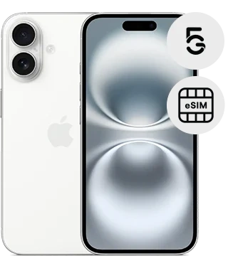 apple iphone 16 branco frente costas 5g esim  .