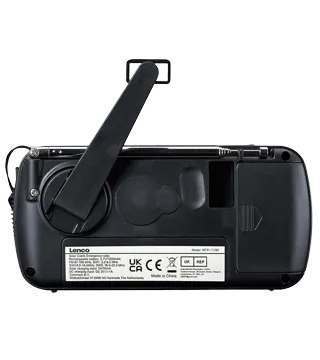 LENCO MCR-113BK - Rádio de emergência com lanterna LED e carregamento solar LENCO MCR-113BK - Rádio de emergência com lanterna LED e carregamento solar