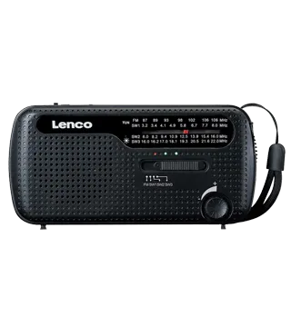 LENCO MCR-113BK - Rádio de emergência com lanterna LED e carregamento solar