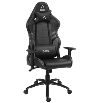 cadeira gaming alpha gamer hera preto cinza perfil  