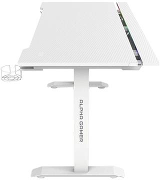 Scrivania Gaming Alpha Gamer Starla RGB 140x72 Cm Con Luci RGB, Porta Bicchieri, Supporto Cuffie E Gestione Cavi, Struttura In Acciaio