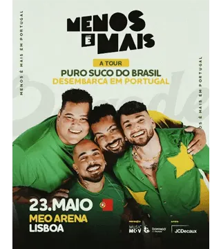 Convite Duplo Camarote MEOS MENOS E MAIS TOUR 23 MAI 21h30 Convite Duplo Camarote MEOS MENOS E MAIS TOUR 23 MAI 21h30