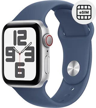 apple watch se 2024 40mm cellular azul denim perfil esim  .