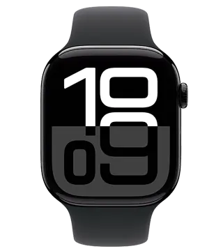 apple watch series 10 42mm preto brilhante frente  .
