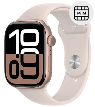 apple watch series 10 celular 46mm rosa dourado perfil esim  .