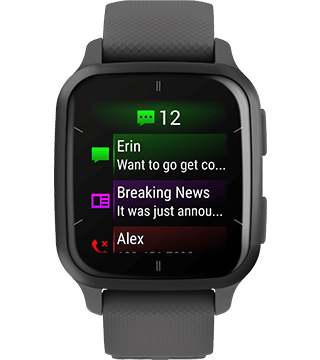 garmin watch venu sq2 cinzento frente  