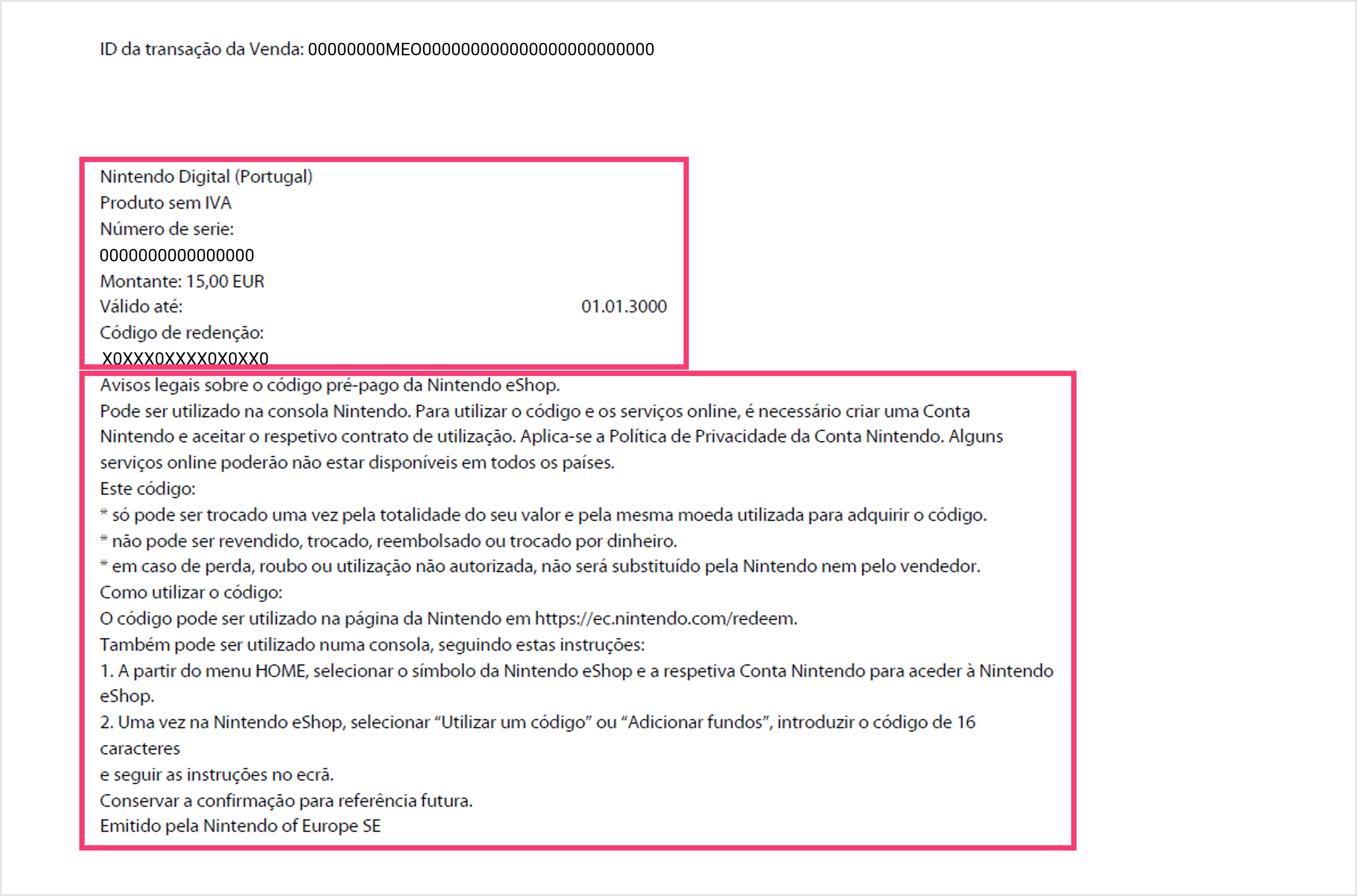 Page 2 of the invoice for the purchase of epay gift cards