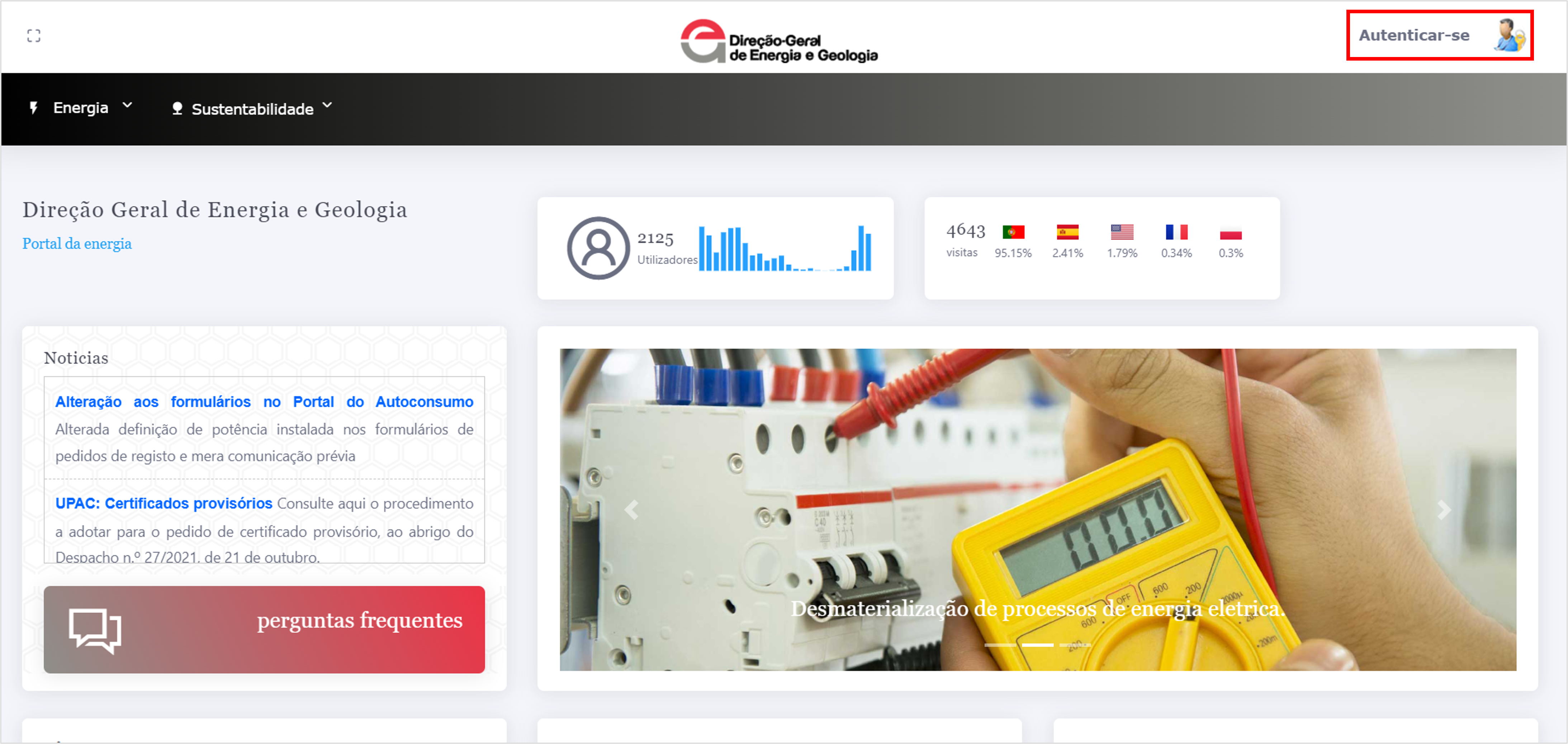 Site DGEG - Portal Aplicacional