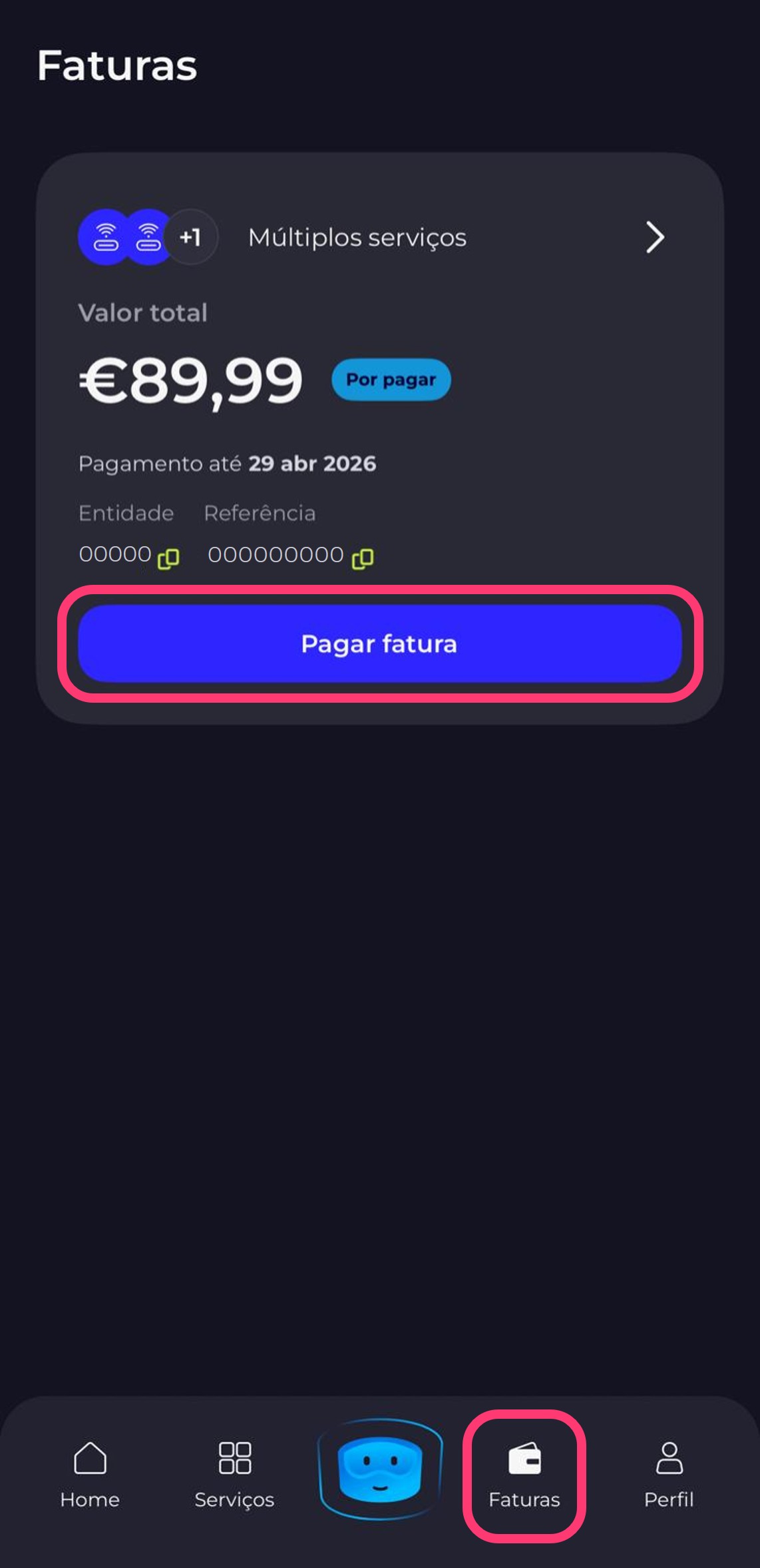 Print da app my MEO dentro das faturas MEO